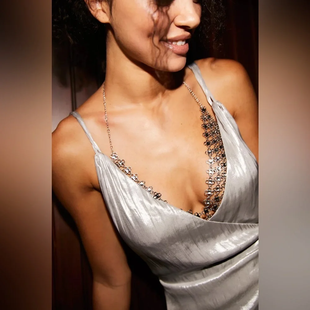 Free People Schools Out Body Chain Silver - Picture 2 of 3